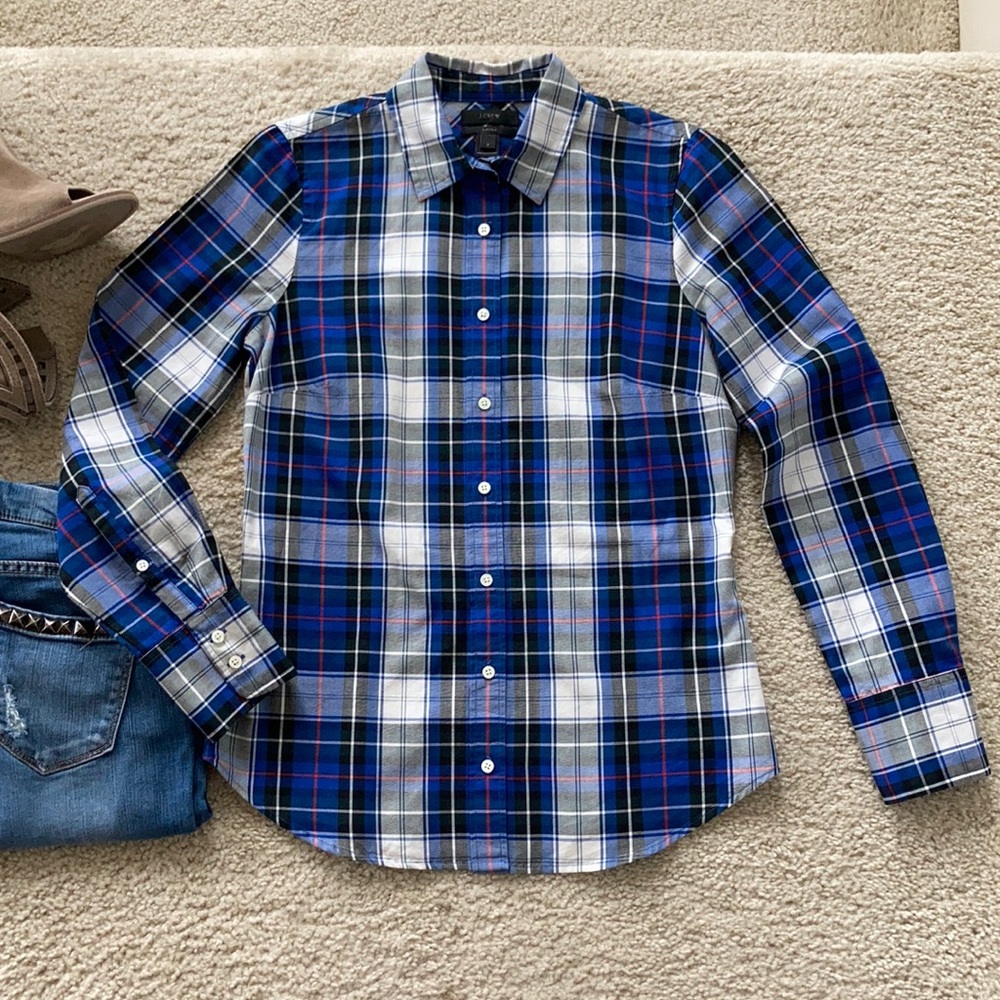 J. Crew Plaid Perfect Fit Shirt - Picture 1 of 7